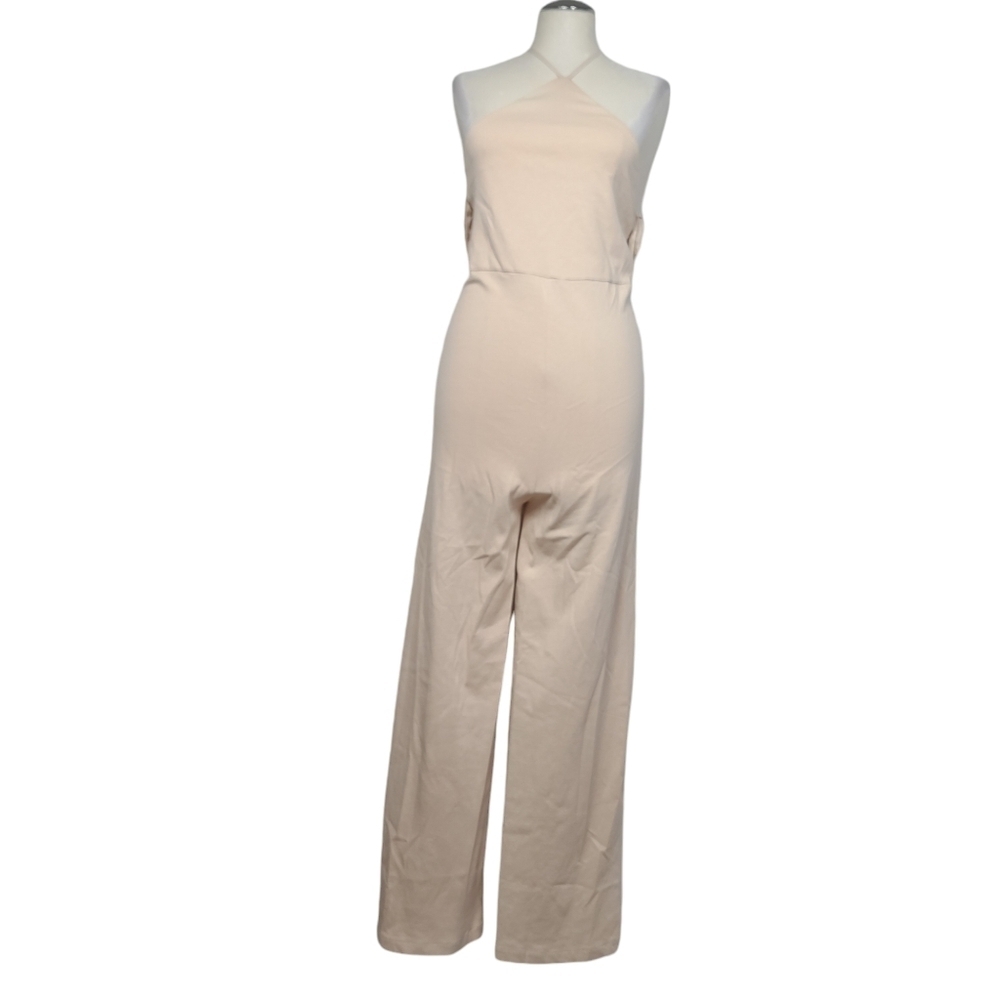 Zara Cream Halter Sleeveless Cotton Jumpsuit S